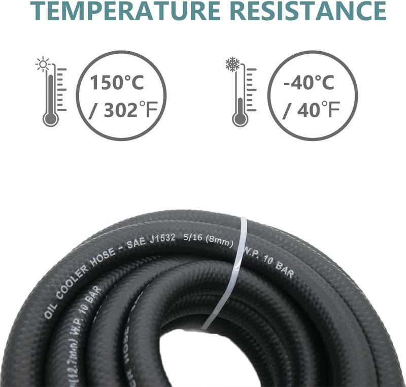 CHOIMOON 5/8 Transmission Oil Cooler Hose - 300 PSI Fuel Line Hose J1532 For Transmission Fluid, Oil, Coolant, Diesel, Hydraulic Fluid, Lubricant, Gas 20FT - Image 4